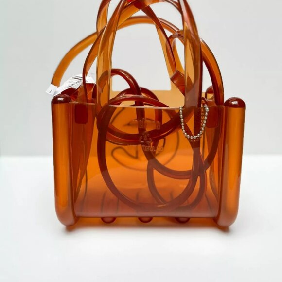 Melissa X Telfar Clear Brown small shopper PVC Tote cross body bad - Picture 4 of 8